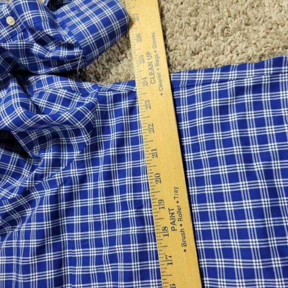 Brooks Brothers Shirt Mens 17 2/3 Blue Button Down Plaid Soft Oxford Regent Fit - Picture 3 of 7